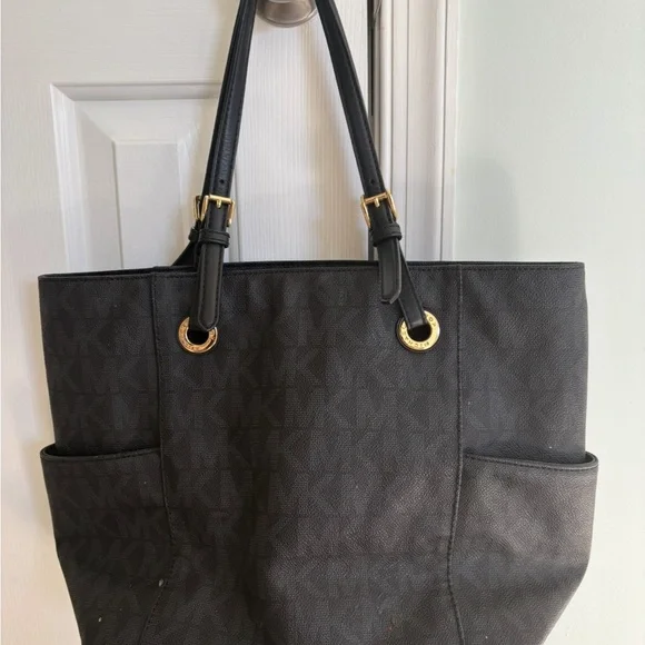 Michael Kors Black Signature MK Tote with Gold Hardware - Picture 3 of 3